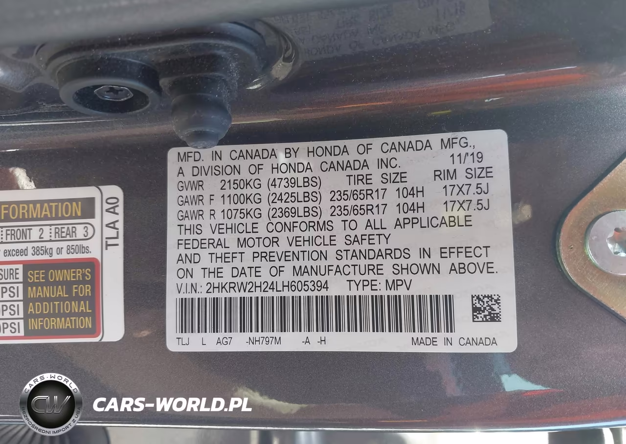 2020 Honda Cr-V Awd Lx VIN:2HKRW2H24LH605394 - 9