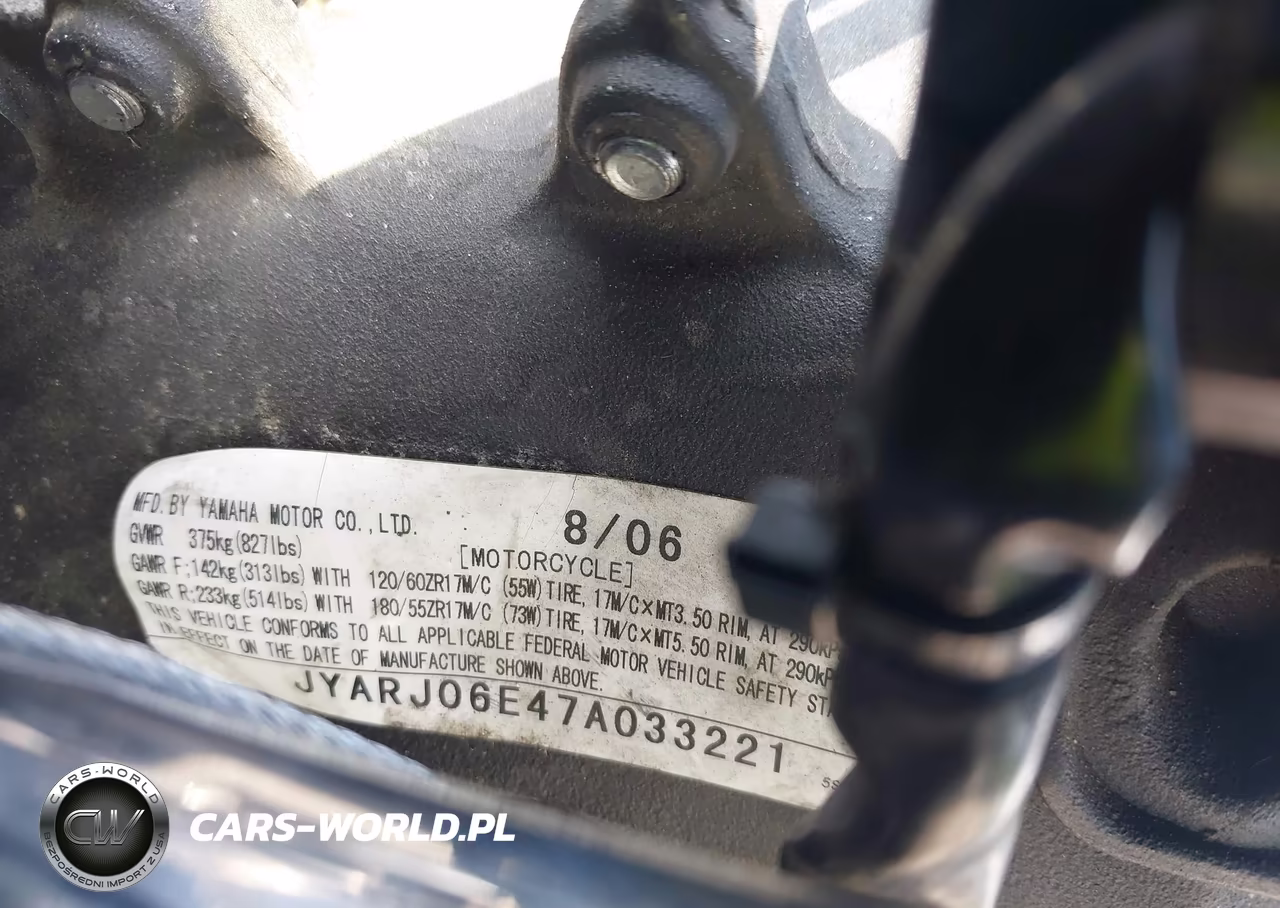 2007 Yamaha Yzfr6 S VIN:JYARJ06E47A033221 - 10