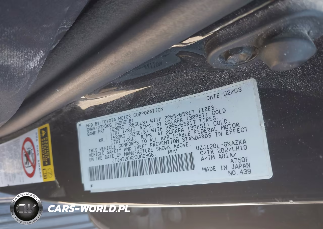 2003 Lexus Gx 470 VIN:JTJBT20X230008661 - 9