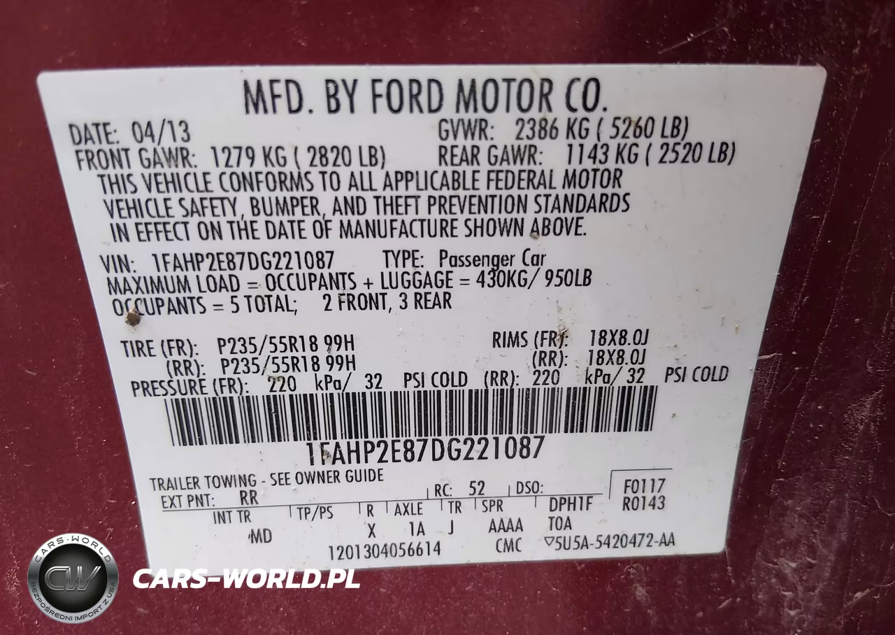 2013 Ford Taurus Sel VIN:1FAHP2E87DG221087 - 9