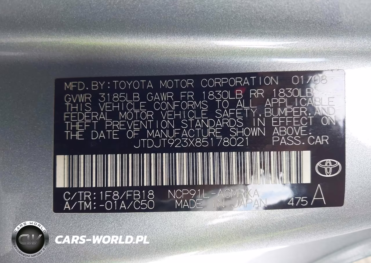 2008 Toyota Yaris VIN:JTDJT923X85178021 - 9