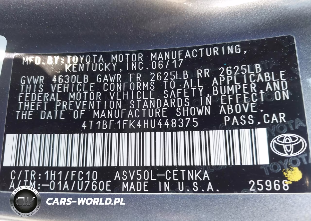 2017 Toyota Camry Le VIN:4T1BF1FK4HU448375 - 9