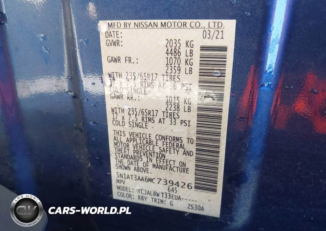 2021 Nissan Rogue S Fwd VIN:5N1AT3AA6MC739426 - 9