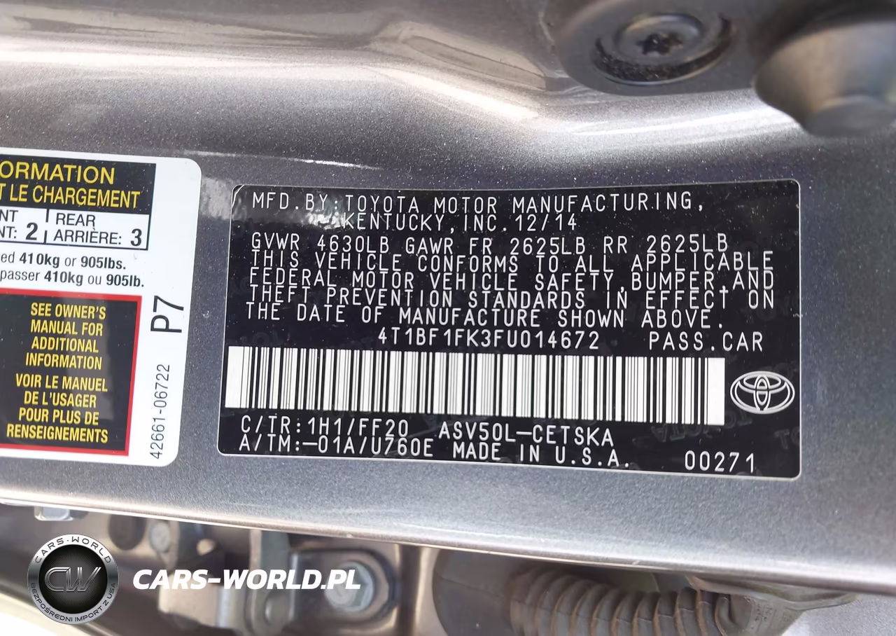 2015 Toyota Camry Se VIN:4T1BF1FK3FU014672 - 9