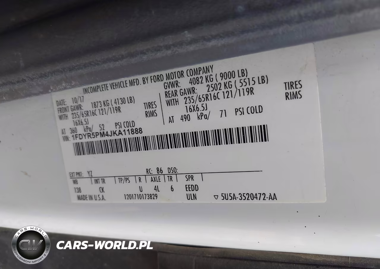2018 Ford Transit-250 Cutaway VIN:1FDYR5PM4JKA11888 - 8