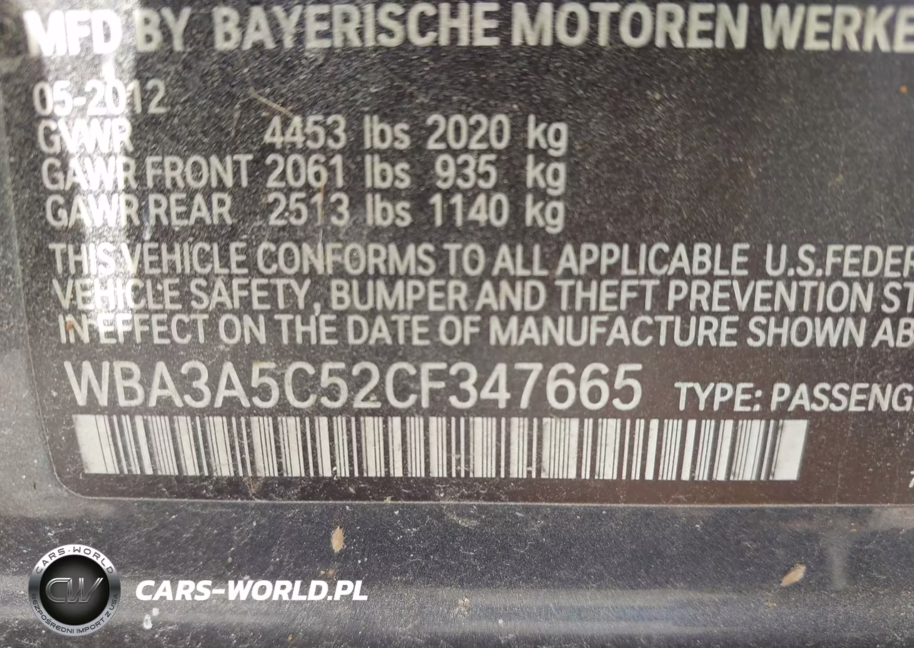 2012 BMW 328I VIN:WBA3A5C52CF347665 - 9