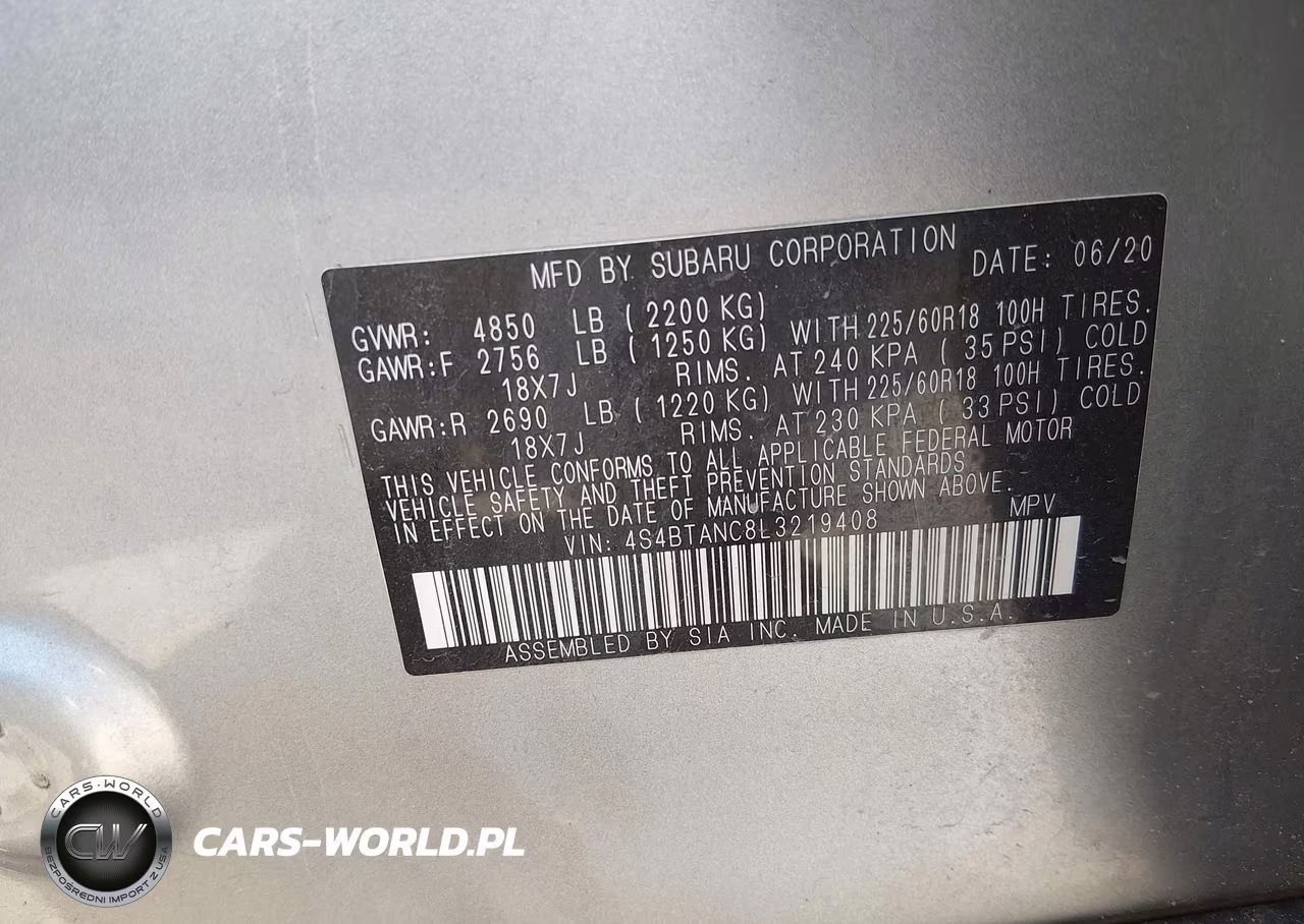 2020 Subaru Outback Limited VIN:4S4BTANC8L3219408 - 9