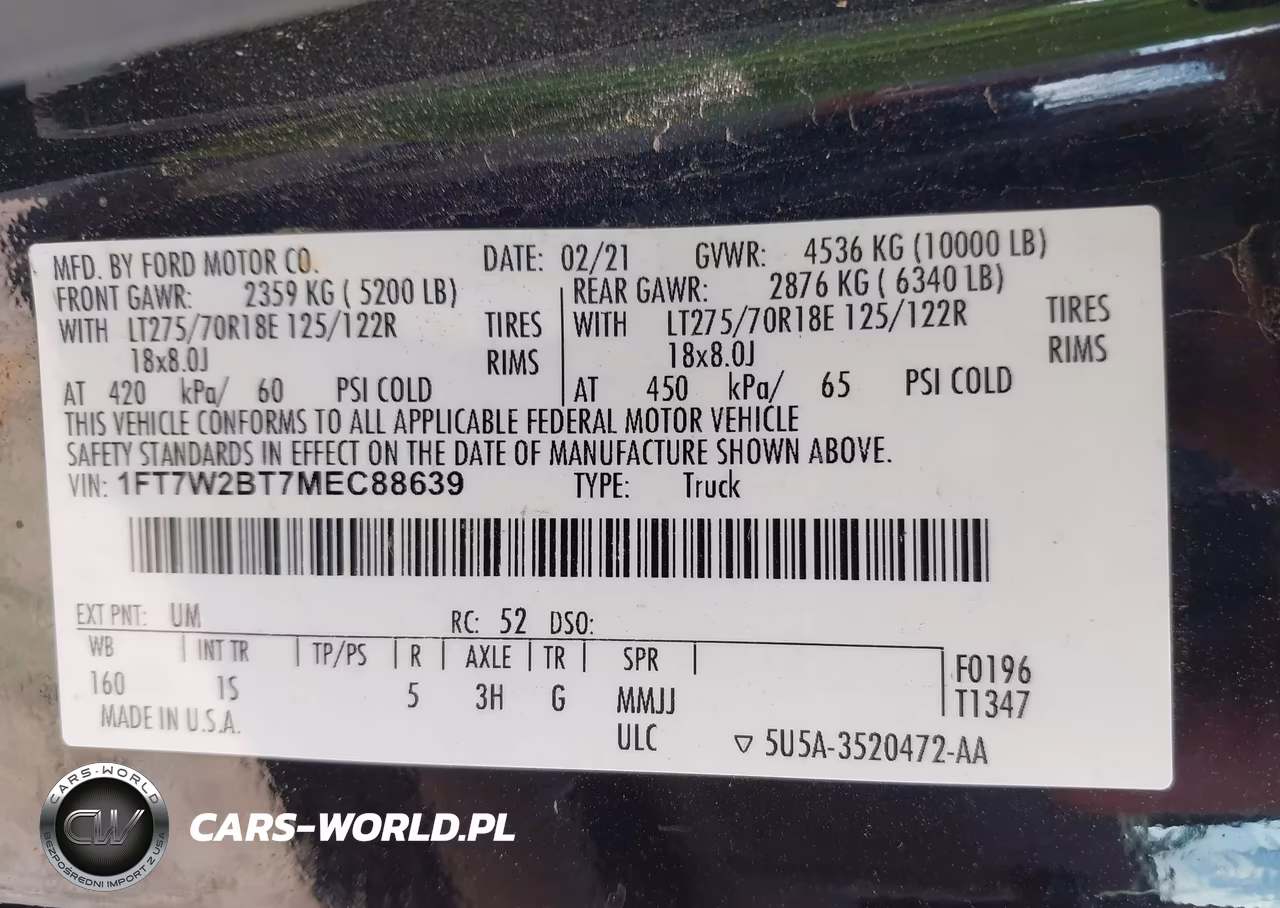 2021 Ford F-250 Xl VIN:1FT7W2BT7MEC88639 - 9