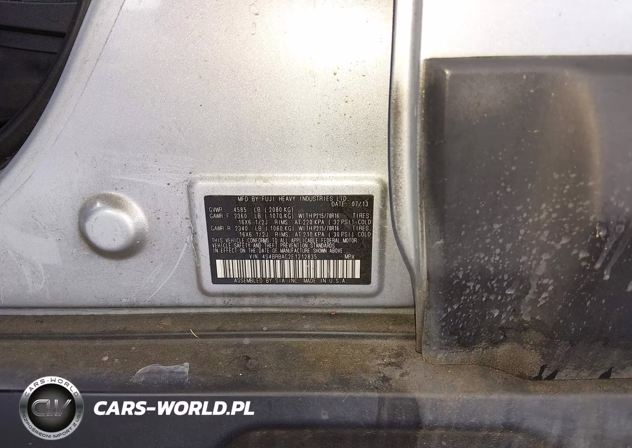 2014 Subaru Outback 2.5I VIN:4S4BRBAC2E1212835 - 9