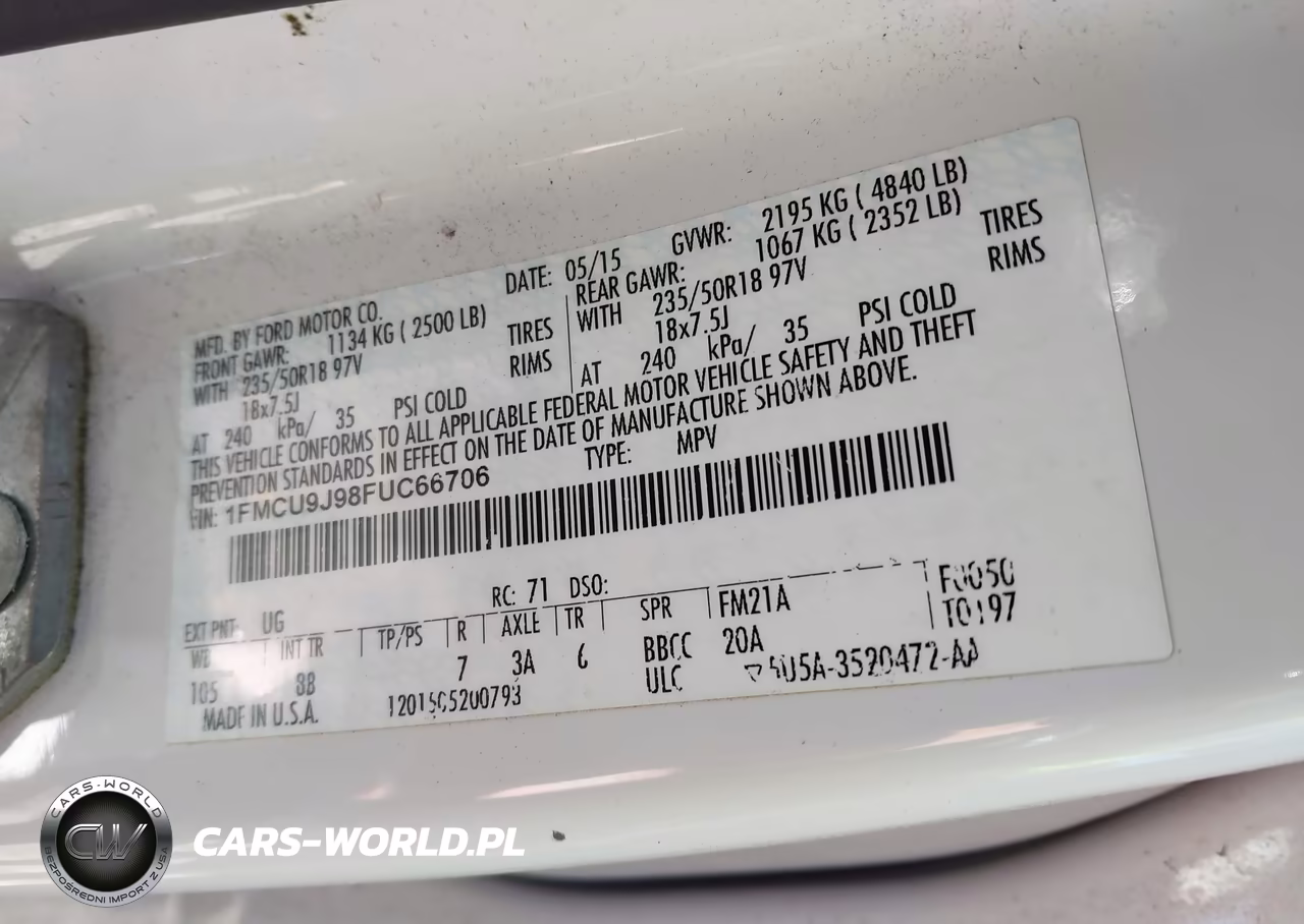 2015 Ford Escape Titanium VIN:1FMCU9J98FUC66706 - 9