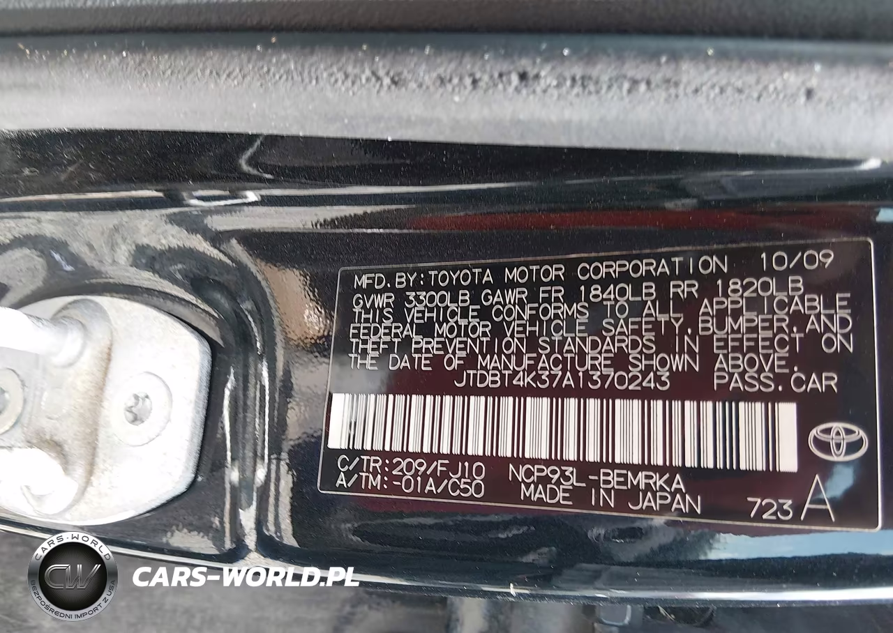 2010 Toyota Yaris VIN:JTDBT4K37A1370243 - 9