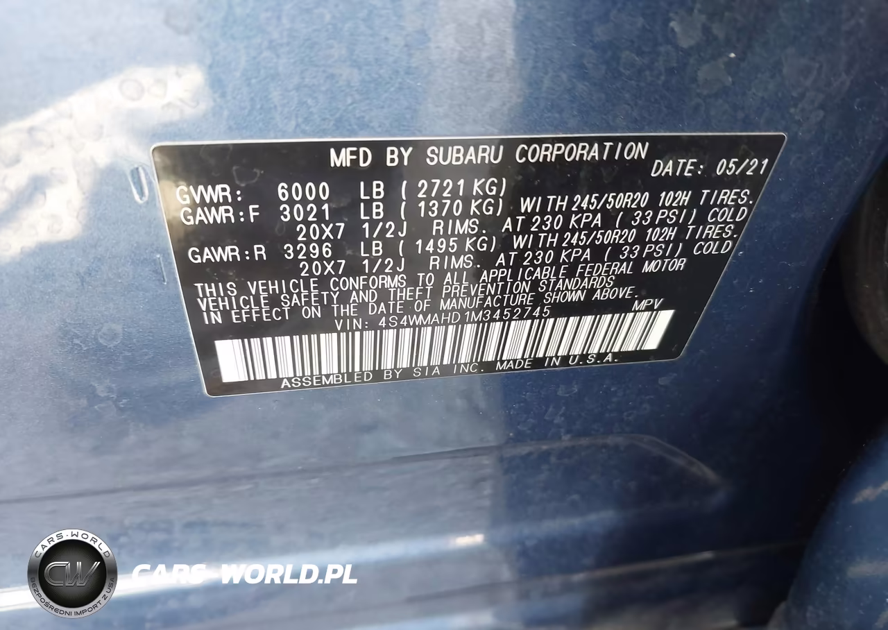 2021 Subaru Ascent Premium VIN:4S4WMAHD1M3452745 - 9