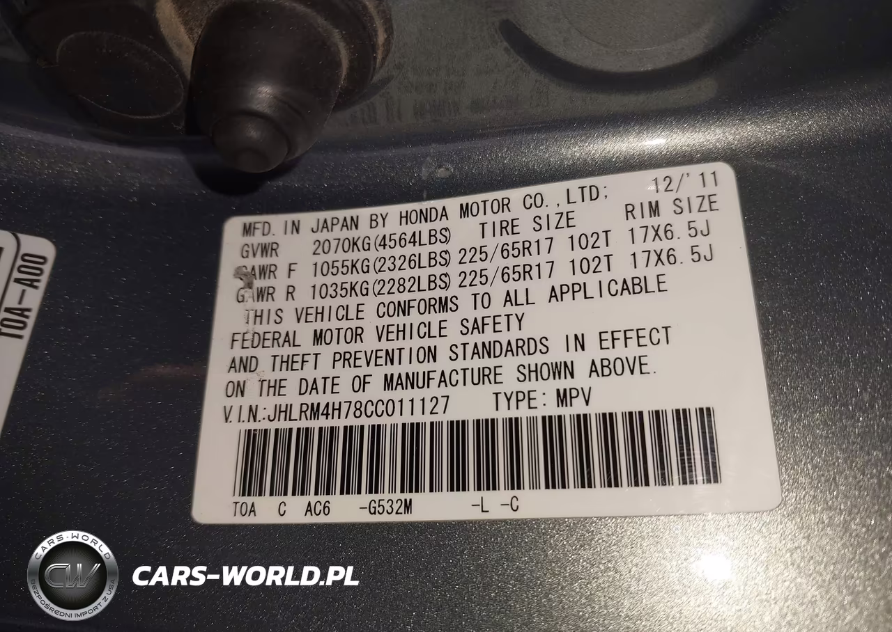2012 Honda Cr-V Ex-L VIN:JHLRM4H78CC011127 - 9