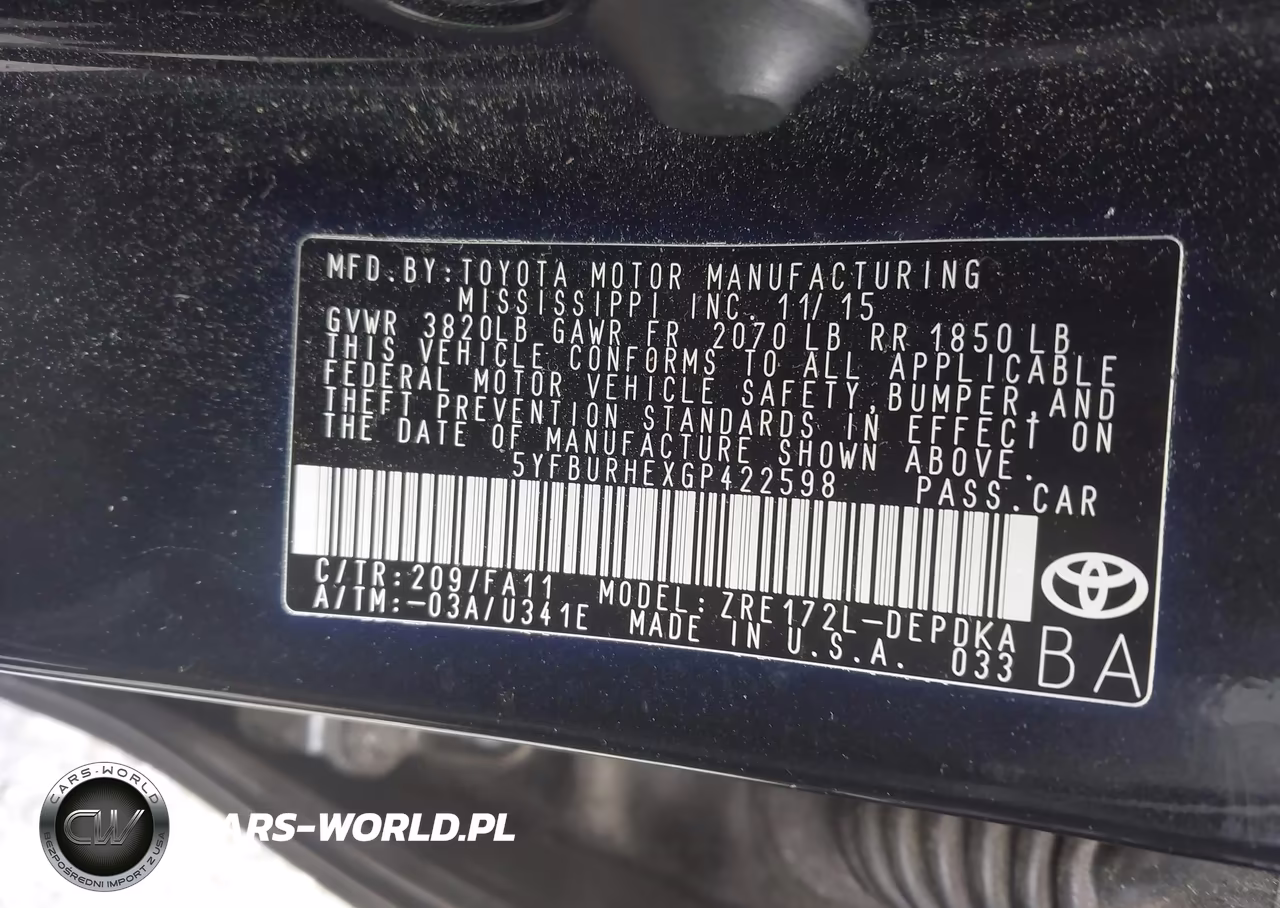 2016 Toyota Corolla L VIN:5YFBURHEXGP422598 - 9