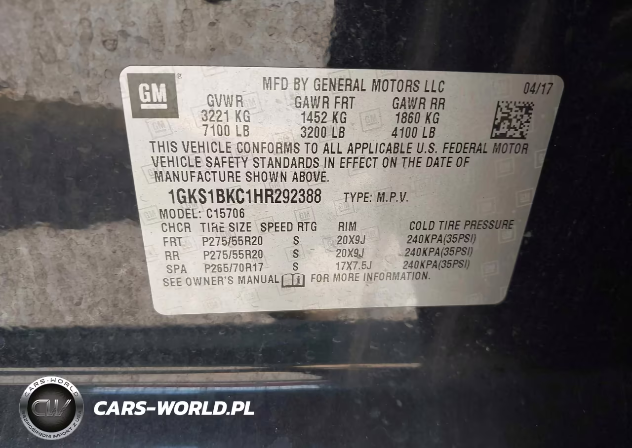 2017 GMC Yukon Slt VIN:1GKS1BKC1HR292388 - 9