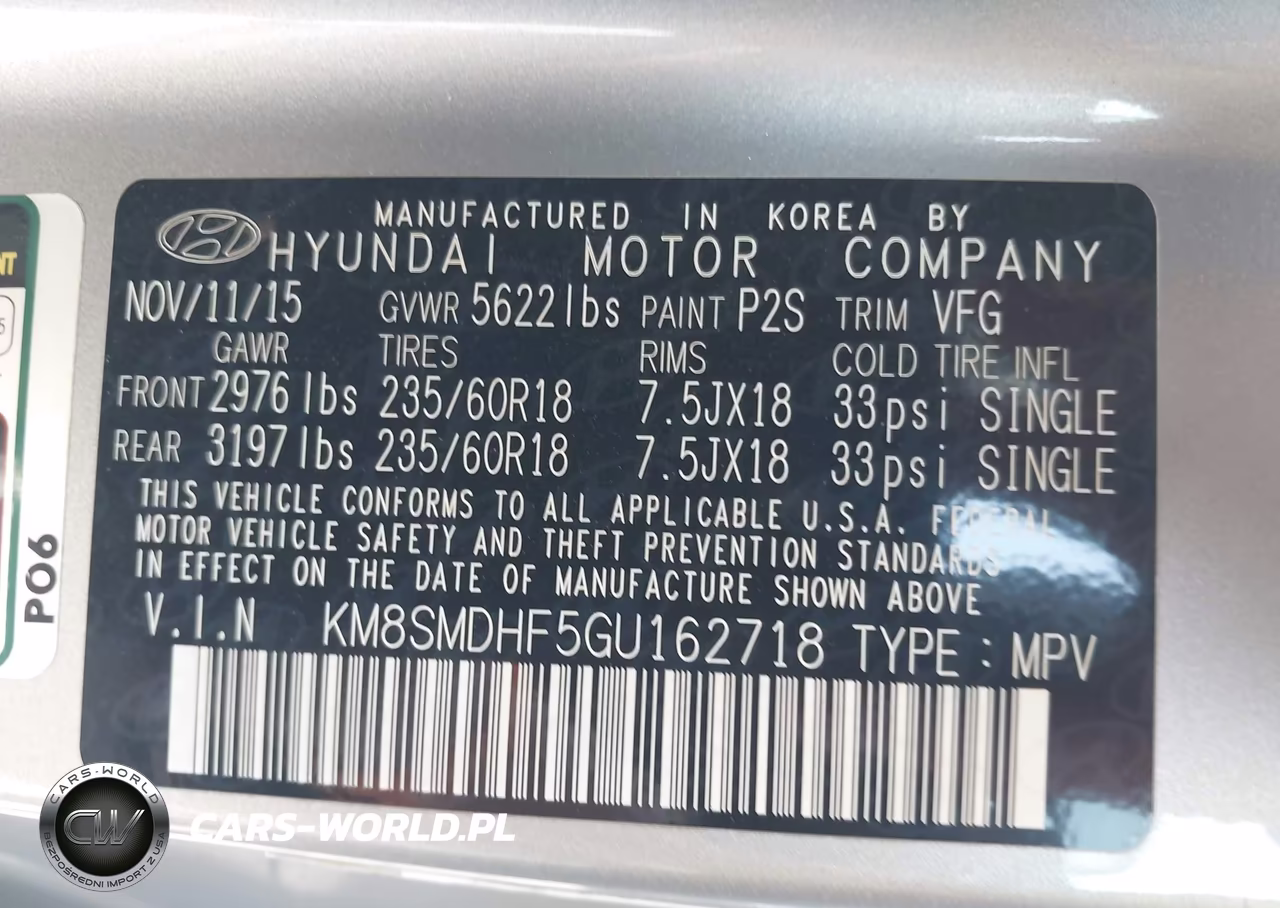 2016 Hyundai Santa Fe Se VIN:KM8SMDHF5GU162718 - 9