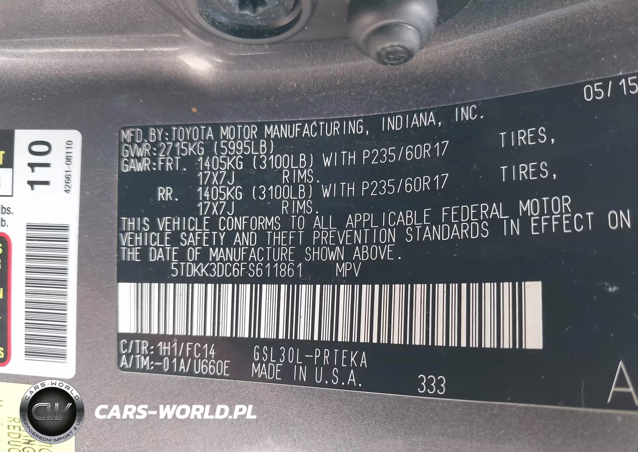 2015 Toyota Sienna Le 8 Passenger VIN:5TDKK3DC6FS611861 - 9