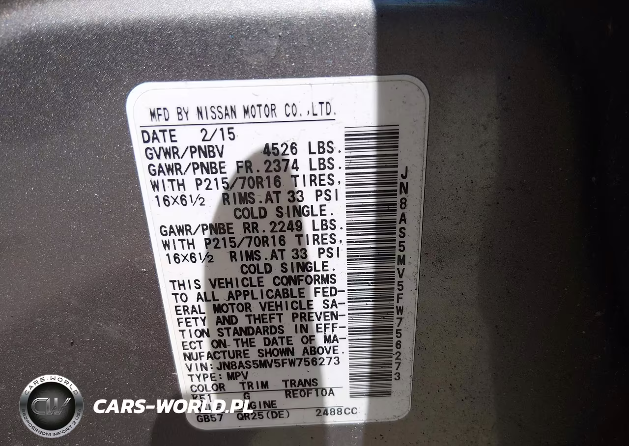 2015 Nissan Rogue Select S VIN:JN8AS5MV5FW756273 - 9