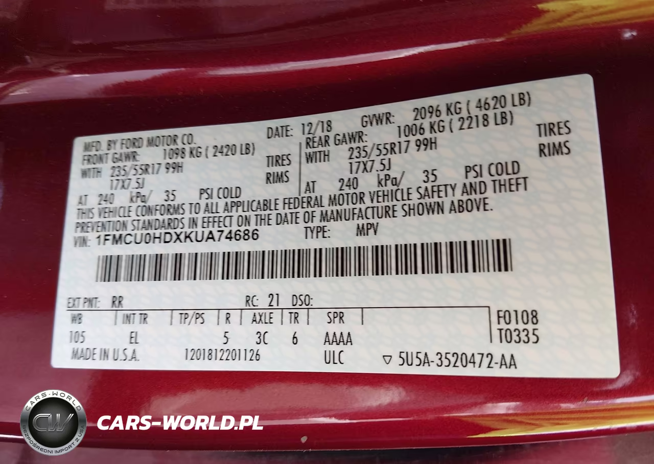 2019 Ford Escape Sel VIN:1FMCU0HDXKUA74686 - 9