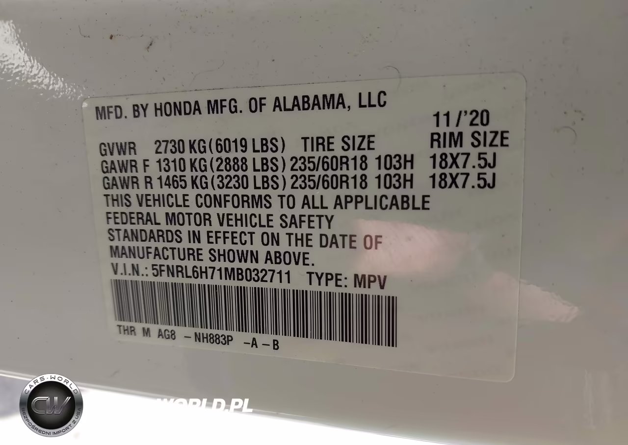 2021 Honda Odyssey Ex-L VIN:5FNRL6H71MB032711 - 9