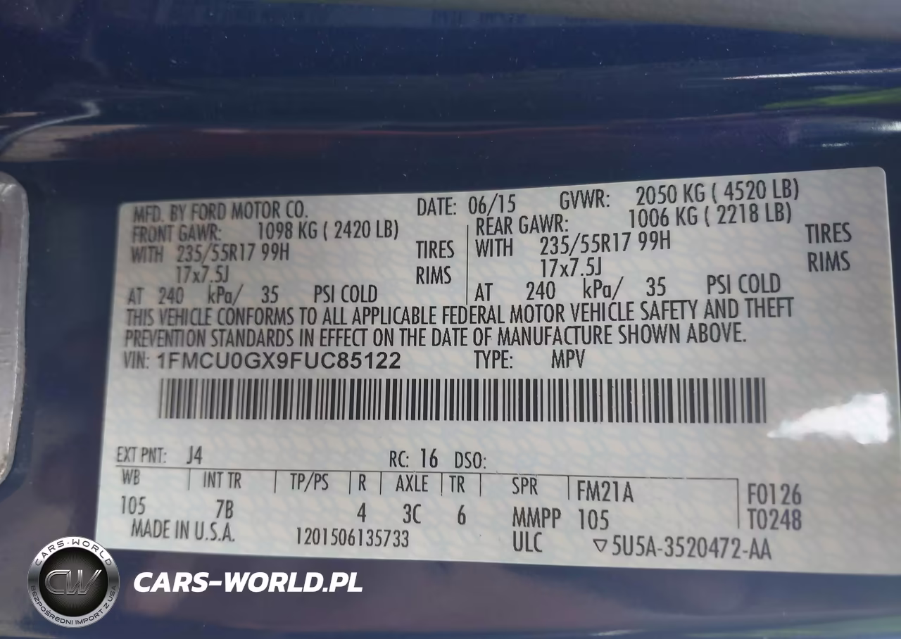 2015 Ford Escape Se VIN:1FMCU0GX9FUC85122 - 9