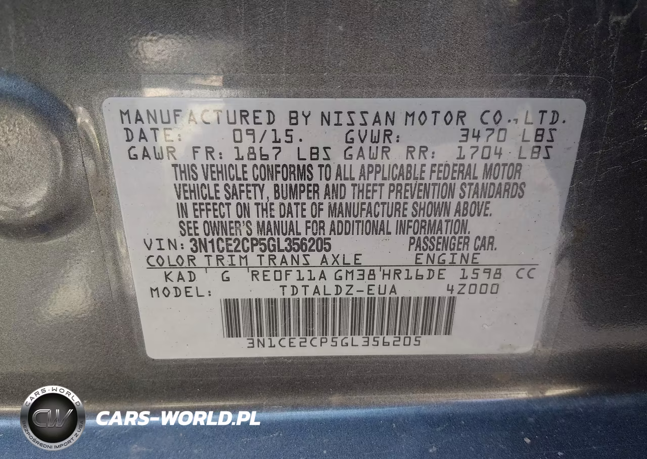 2016 Nissan Versa Note S (Sr)-S Plus-Sl-Sr-Sv VIN:3N1CE2CP5GL356205 - 9