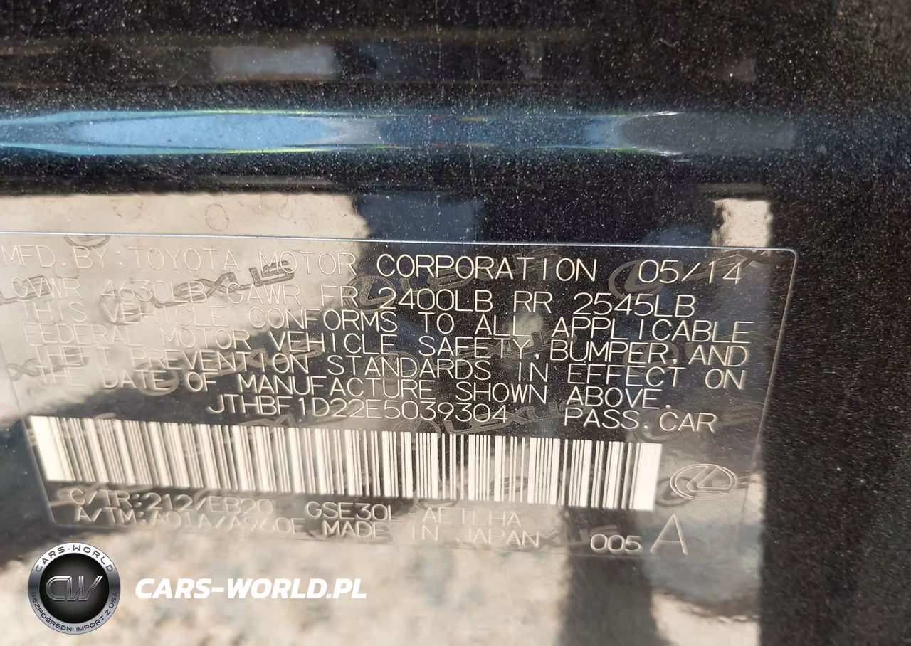 2014 Lexus Is 250 VIN:JTHBF1D22E5039304 - 9