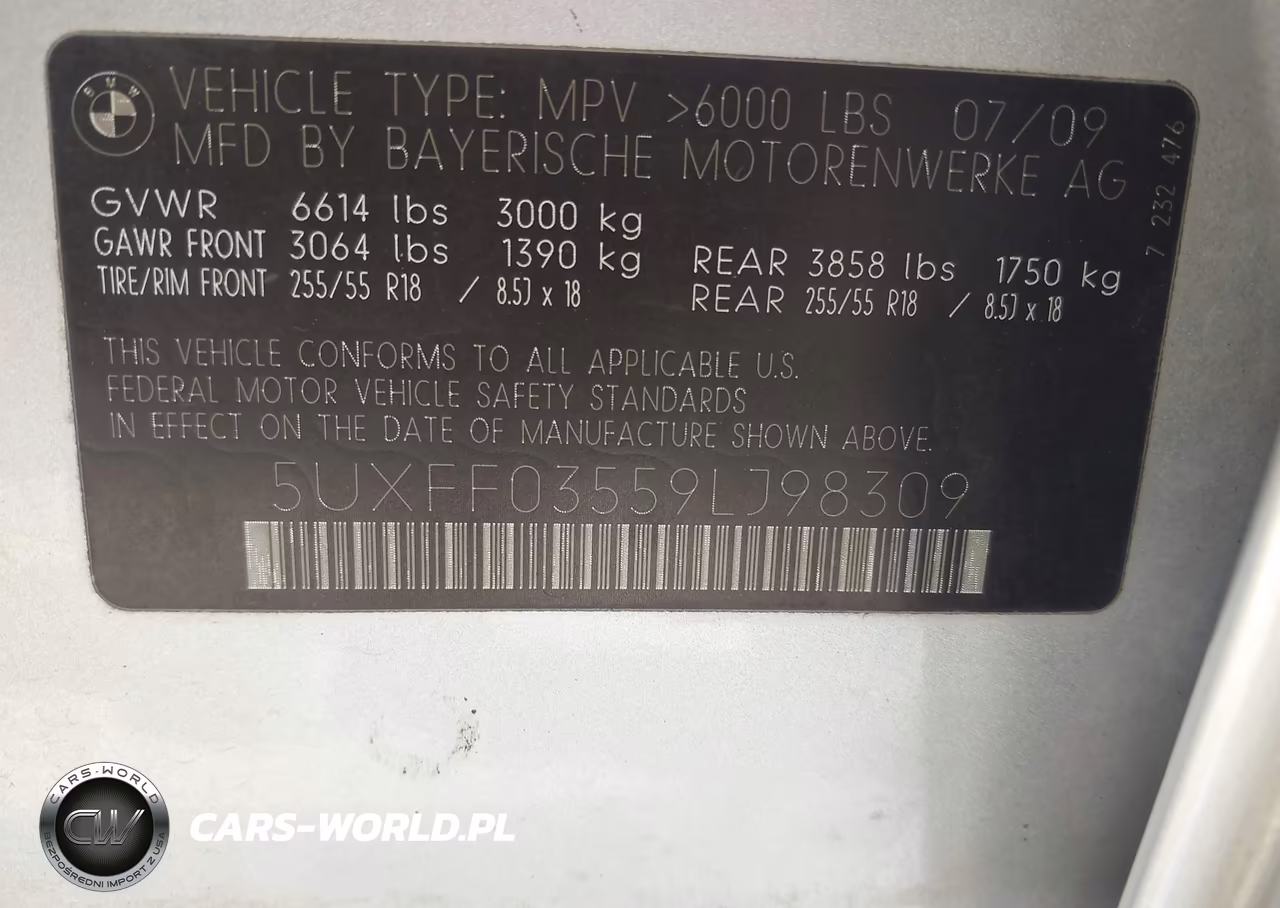 2009 BMW X5 xDrive35D VIN:5UXFF03559LJ98309 - 9