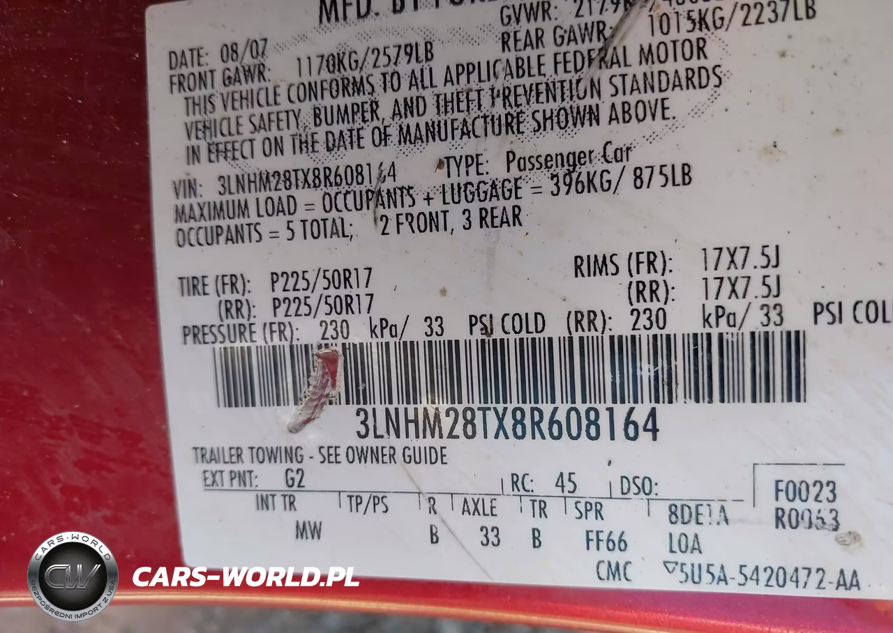 2008 Lincoln Mkz VIN:3LNHM28TX8R608164 - 9