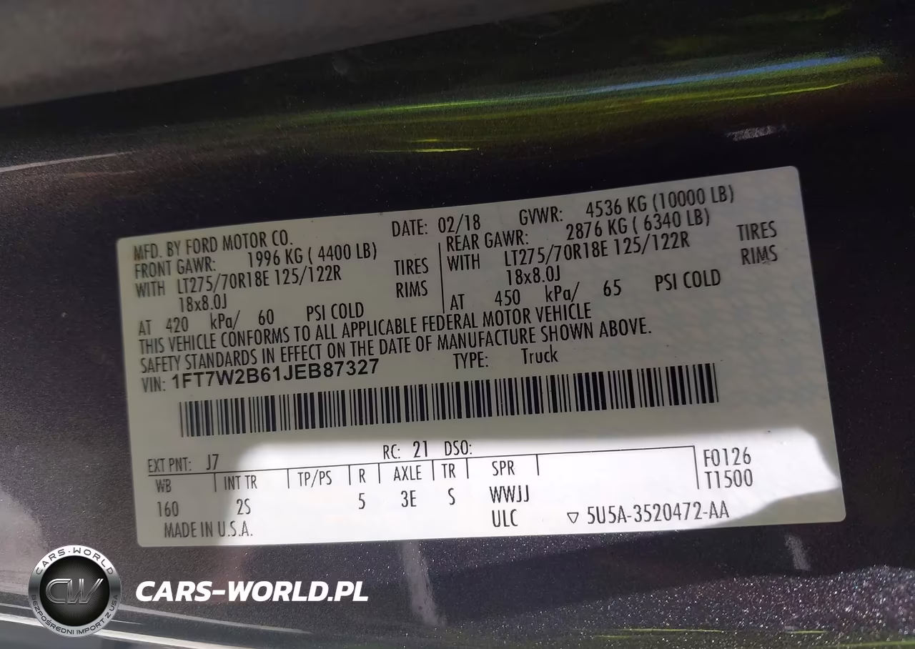 2018 Ford F-250 Xlt VIN:1FT7W2B61JEB87327 - 8