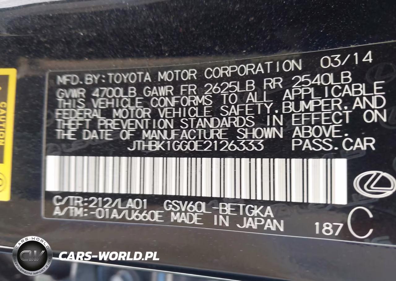 2014 Lexus Es 350 VIN:JTHBK1GG0E2126333 - 9