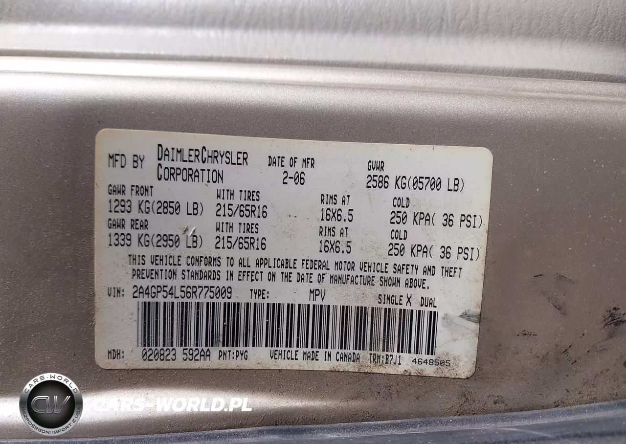 2006 Chrysler Town & Country Touring VIN:2A4GP54L56R775009 - 9