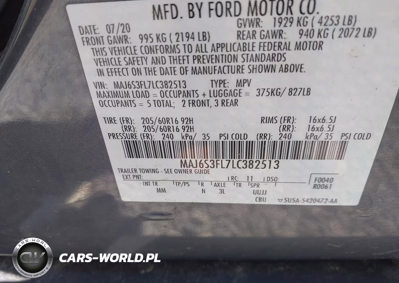 2020 Ford Ecosport S VIN:MAJ6S3FL7LC382513 - 9