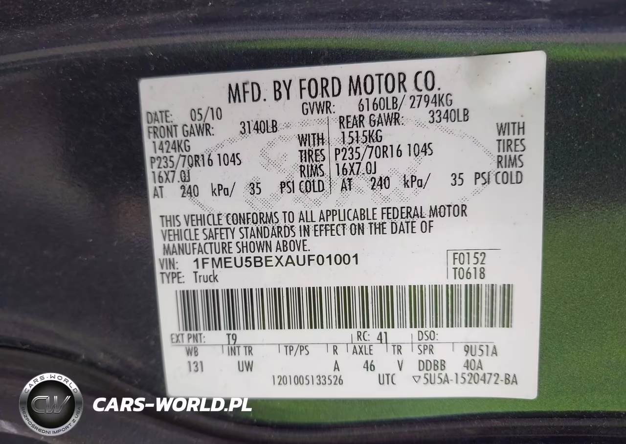 2010 Ford Explorer Sport Trac Xlt VIN:1FMEU5BEXAUF01001 - 9