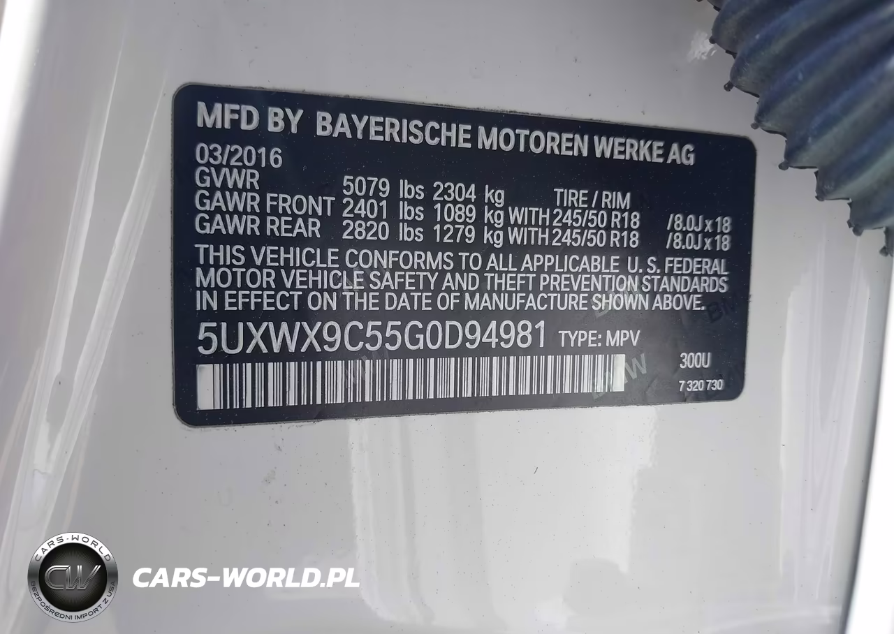 2016 BMW X3 xDrive28I VIN:5UXWX9C55G0D94981 - 9