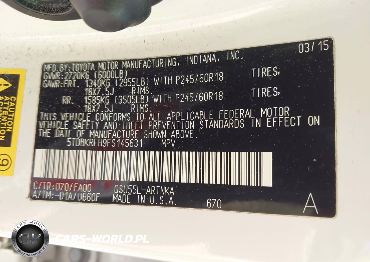 2015 Toyota Highlander Le Plus V6 VIN:5TDBKRFH9FS145631 - 9