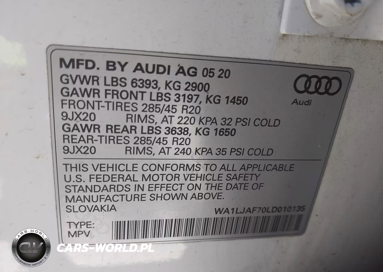 2020 Audi Q7 Premium Plus 45 Tfsi Quattro Tiptronic VIN:WA1LJAF70LD010135 - 7
