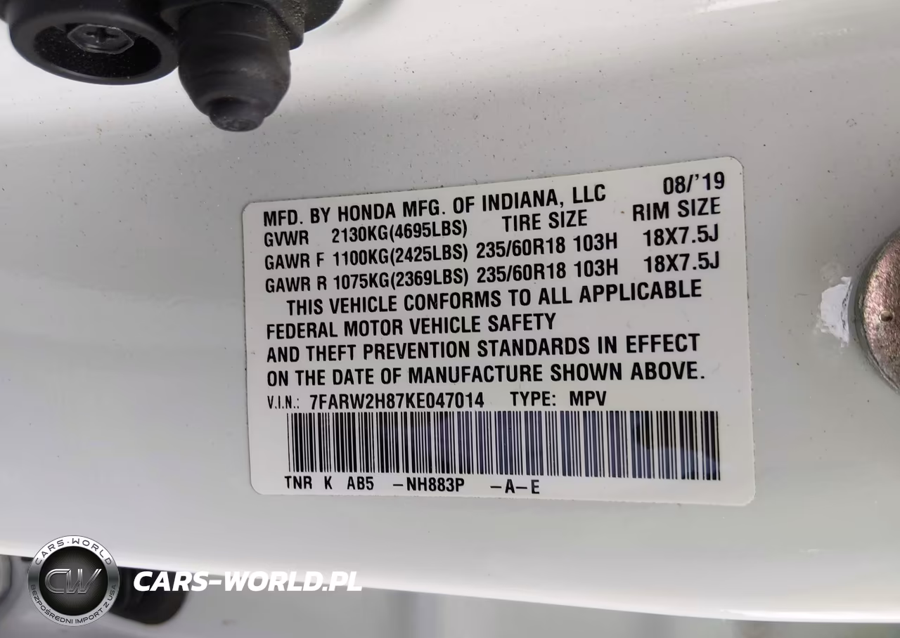 2019 Honda Cr-V Ex-L VIN:7FARW2H87KE047014 - 9
