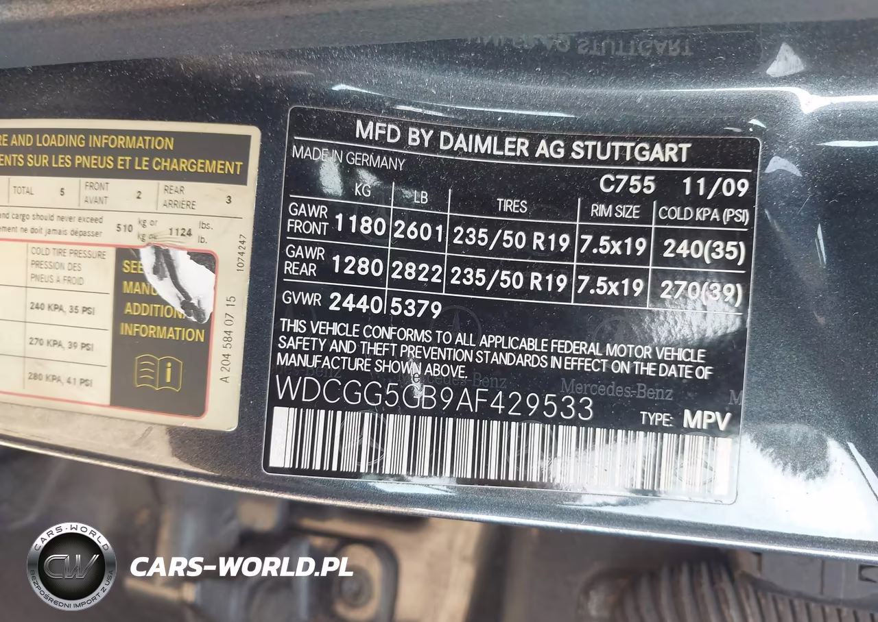 2010 Mercedes-Benz Glk 350 VIN:WDCGG5GB9AF429533 - 9