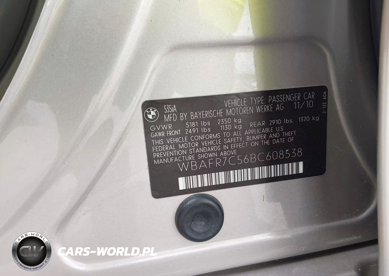 2011 BMW 535I VIN:WBAFR7C56BC608538 - 9