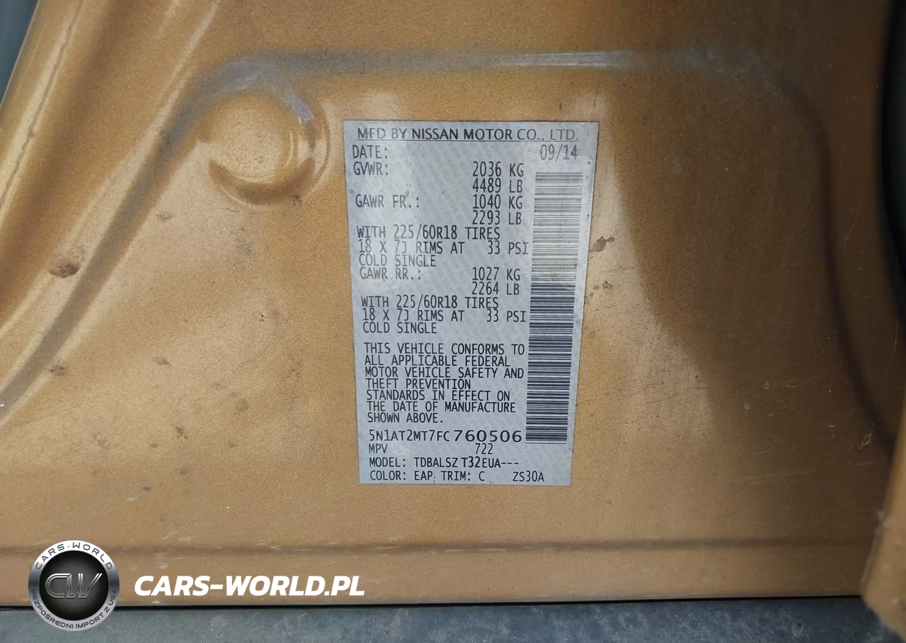 2015 Nissan Rogue Sl VIN:5N1AT2MT7FC760506 - 9