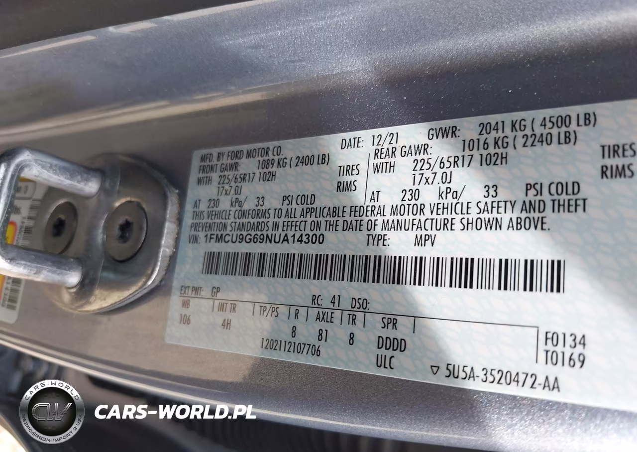 2022 Ford Escape Se VIN:1FMCU9G69NUA14300 - 9