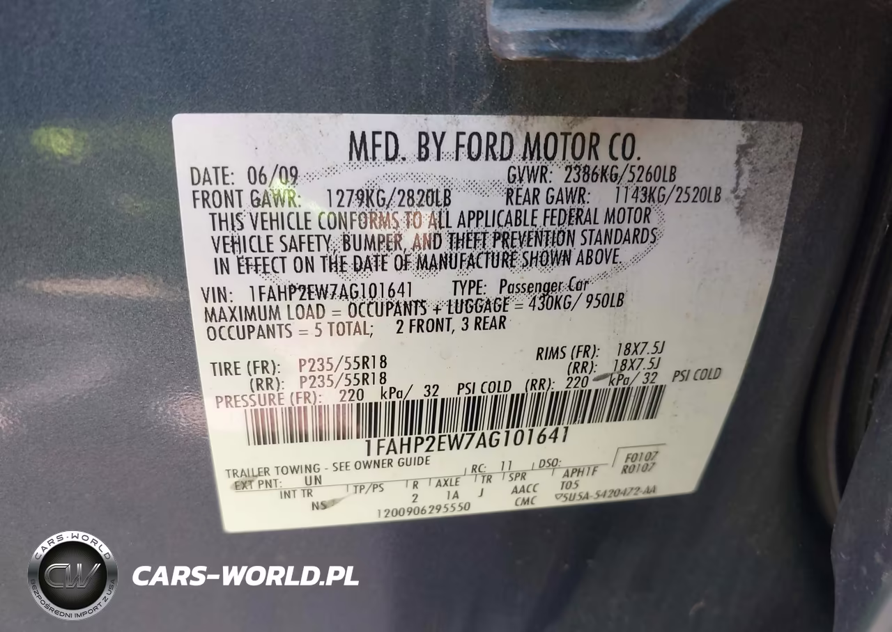 2010 Ford Taurus Sel VIN:1FAHP2EW7AG101641 - 9
