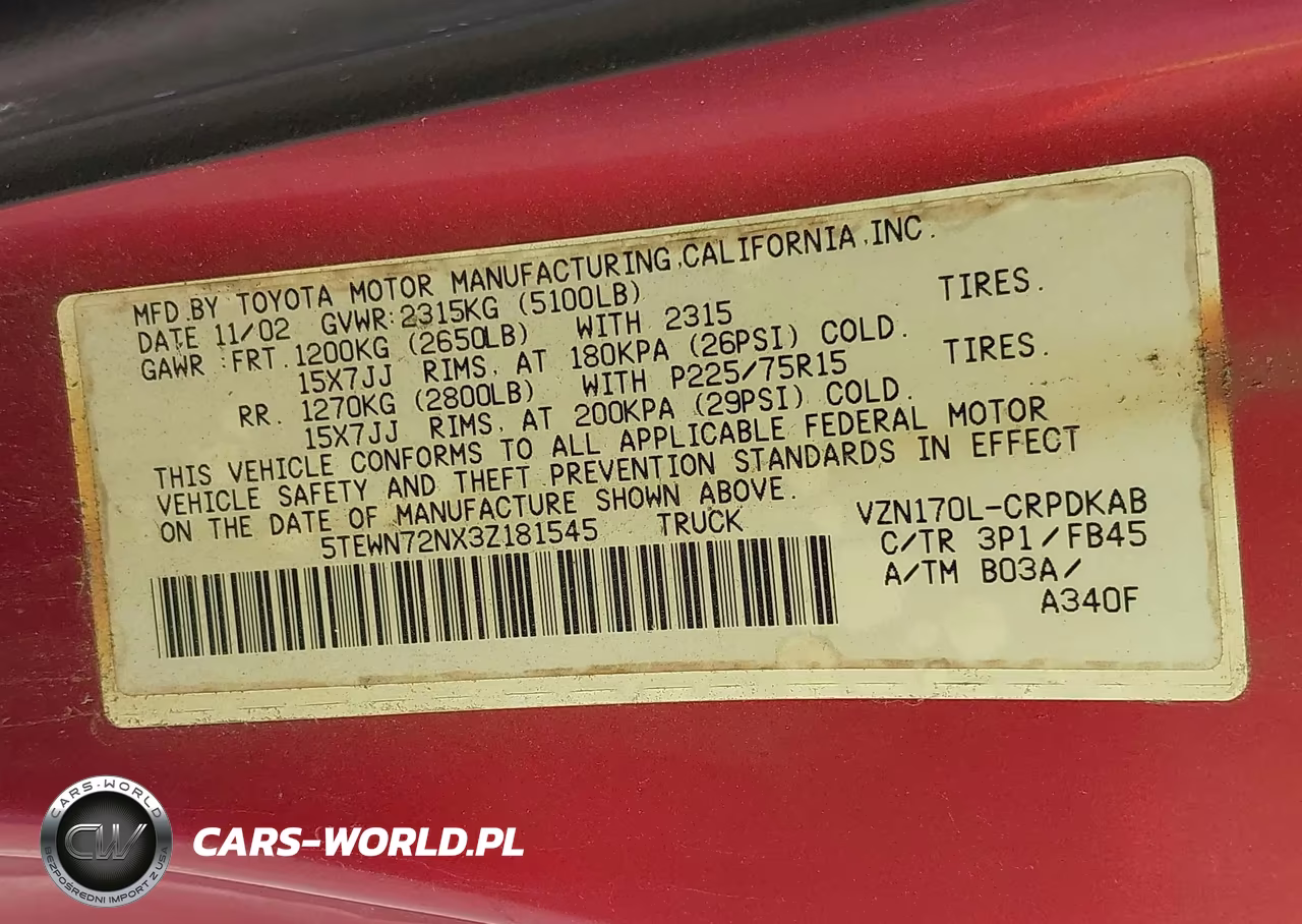 2003 Toyota Tacoma Base V6 VIN:5TEWN72NX3Z181545 - 9