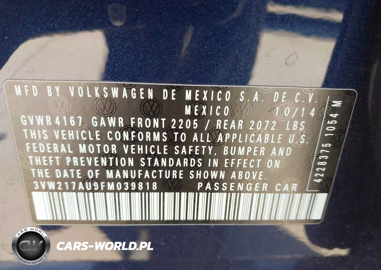 2015 Volkswagen Golf Tsi S 4-Door VIN:3VW217AU9FM039818 - 9