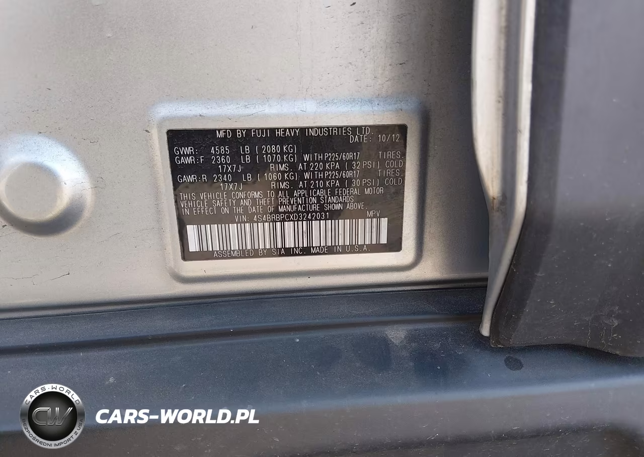 2013 Subaru Outback 2.5I Limited VIN:4S4BRBPCXD3242031 - 9
