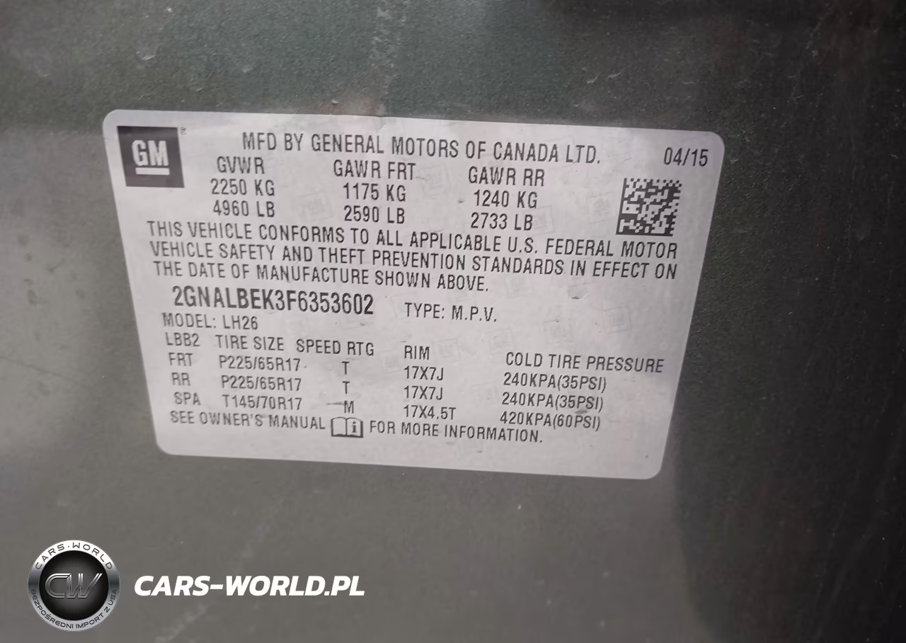 2015 Chevrolet Equinox 1Lt VIN:2GNALBEK3F6353602 - 9