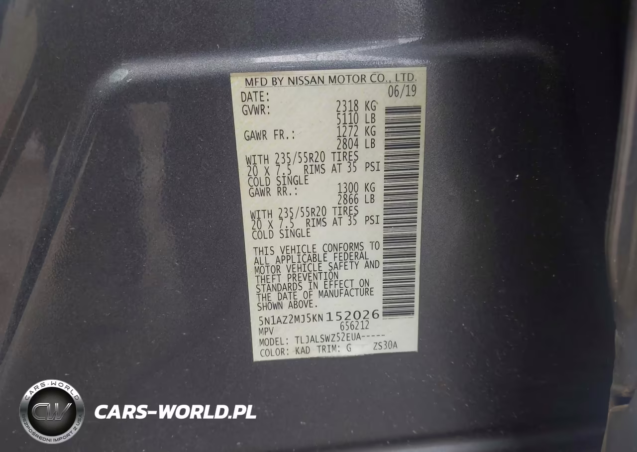2019 Nissan Murano Platinum VIN:5N1AZ2MJ5KN152026 - 9