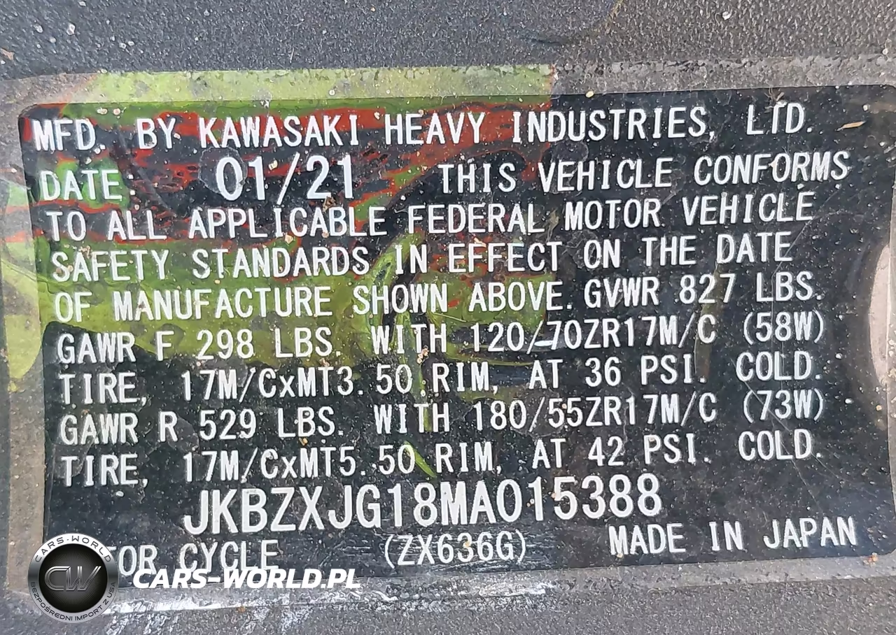 2021 Kawasaki Zx636 K VIN:JKBZXJG18MA015388 - 10