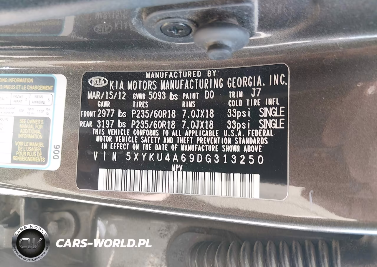 2013 Kia Sorento Ex VIN:5XYKU4A69DG313250 - 9